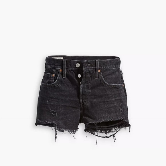 Woman’s Black Denim 501 Levi’s Shorts - Picture 3 of 10